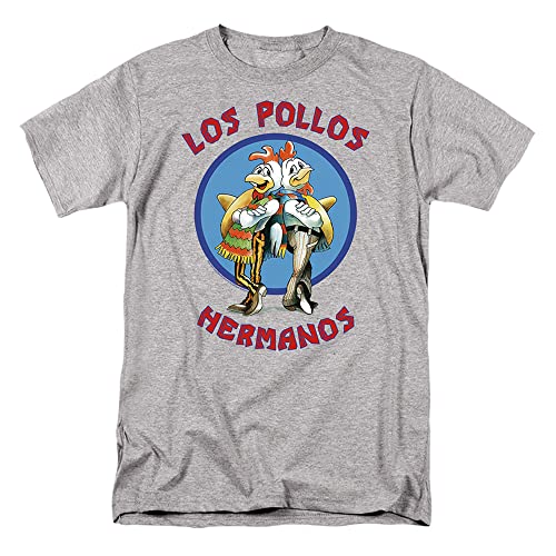 Cotton Soul Retro Films & Cult TV Collection Herren T-Shirt, Grey Heather – Breaking Bad Los Pollos Emblem, L von Cotton Soul