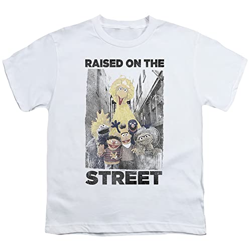 Cotton Soul Sesamstraße Raised On The Streets Kinder-T-Shirt, Weiß, White, M von Cotton Soul