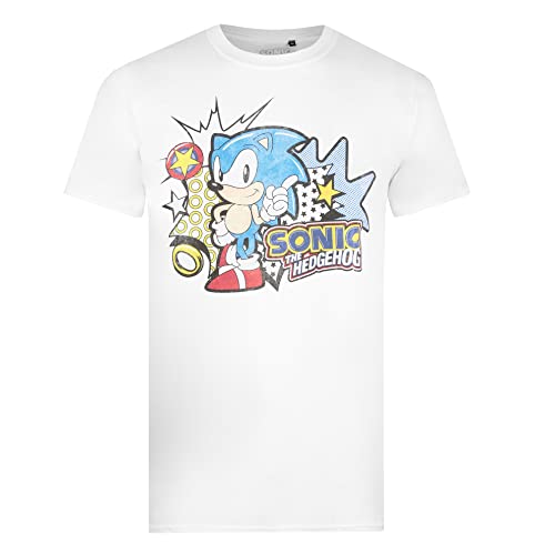 Cotton Soul Sonic The Hedgehog EMB Unisex T-Shirt, Schwarz, weiß, XXL von Cotton Soul