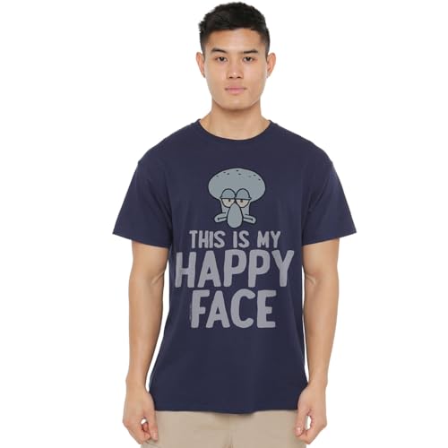 Cotton Soul Spongebob Schwammkopf Happy Face Herren-T-Shirt, Marineblau, navy, M von Cotton Soul