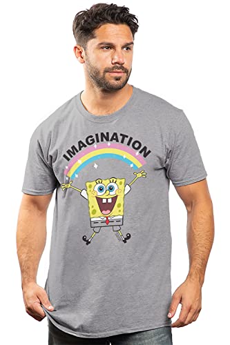 Cotton Soul Spongebob Squarepants Imagination 2 Unisex-T-Shirt, Grau meliert, grau meliert, XL von Cotton Soul