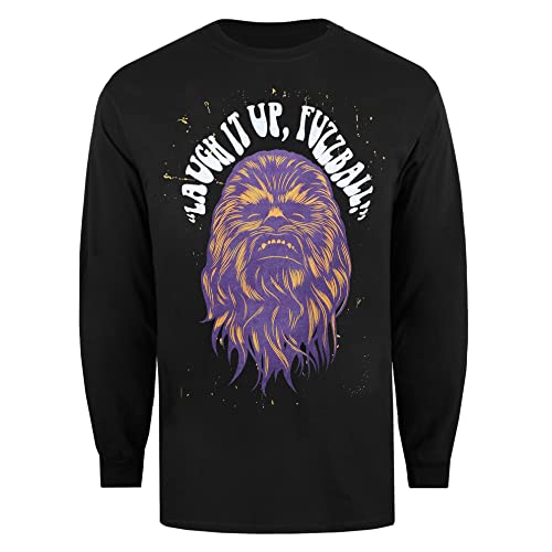 Cotton Soul Star Wars Chewbacca Laugh It Up Fuzzball Herren Langarm-T-Shirt, Schwarz , L von Cotton Soul