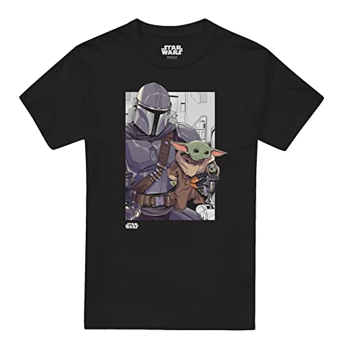 Cotton Soul Star Wars Mandalorian Duo Herren T-Shirt, Schwarz, Schwarz , XL von Cotton Soul