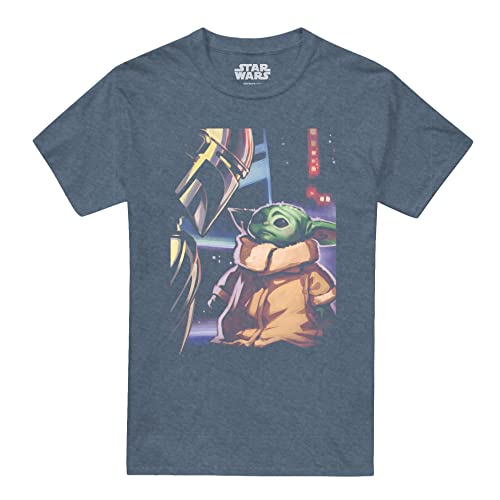 Cotton Soul Star Wars Mandalorian Grogu Collectors Card Herren T-Shirt, Heather Navy, Marineblau (Heather Navy), XL von Cotton Soul