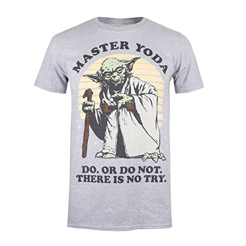 Cotton Soul Star Wars Vader Vertical Text, Unisex T-Shirt, Weiß, Grau meliert - Master Yoda, L von Cotton Soul