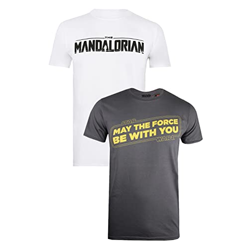 Cotton Soul Star Wars The Force and Mandalorian Herren T-Shirt, 2er-Pack Multi, Multicolor, L von Cotton Soul