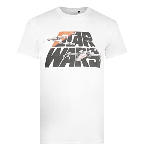 Cotton Soul Star Wars Vader Vertical Text, Uni T-Shirt, Weiß, X-wing Burst White, XL von Cotton Soul