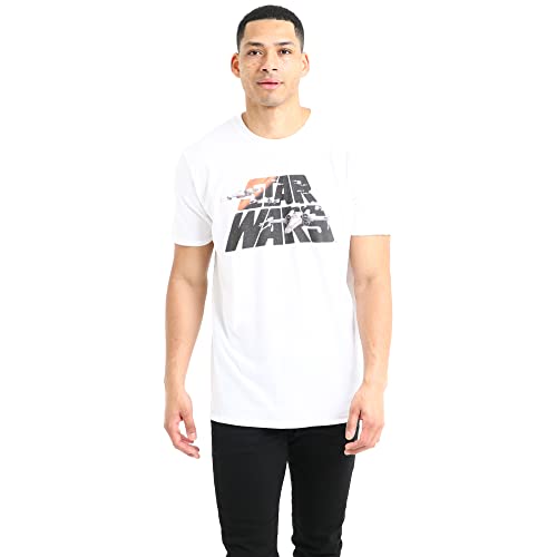 Cotton Soul Star Wars Vader Vertical Text, Uni T-Shirt, Weiß, X-wing Burst White, XL von Cotton Soul