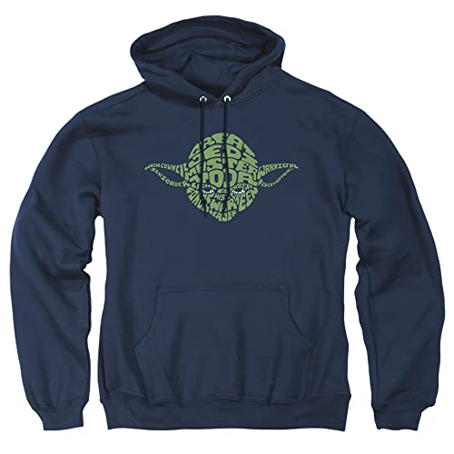 Cotton Soul Star Wars Yoda Text Head Hoodie, Marineblau, navy, L von Cotton Soul