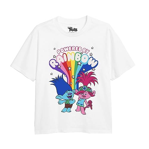 Cotton Soul Trolls Powered by Rainbow Girls T Shirt, White, 3-4 Years von Cotton Soul