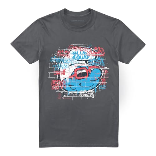 Cotton Soul Unisex T-Shirt Schlümpfe Schlumpf mit Schatten Street Art Charcoal, anthrazit, XL von Cotton Soul