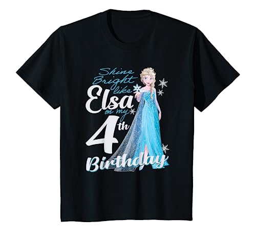 Kinder Disney Frozen Bright Like Elsa 4th Birthday T-Shirt von Cotton Soul