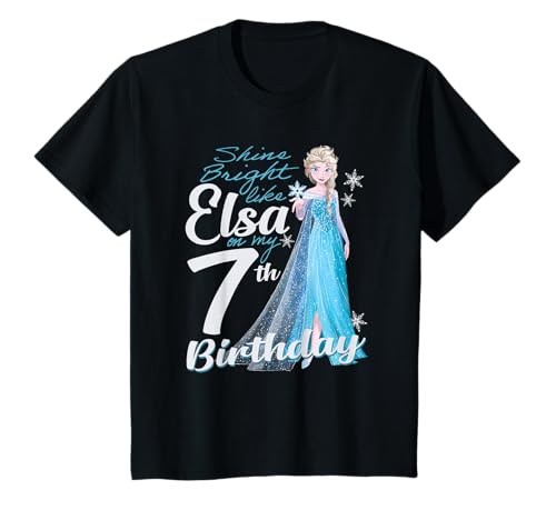 Kinder Disney Frozen Bright Like Elsa 7th Birthday T-Shirt von Cotton Soul
