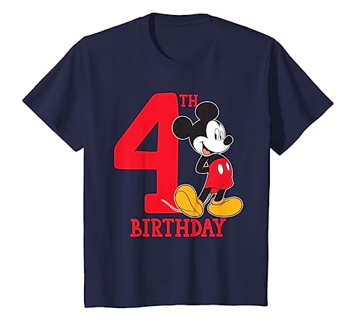 Kinder Disney Mickey Mouse 4th Birthday T-Shirt von Cotton Soul