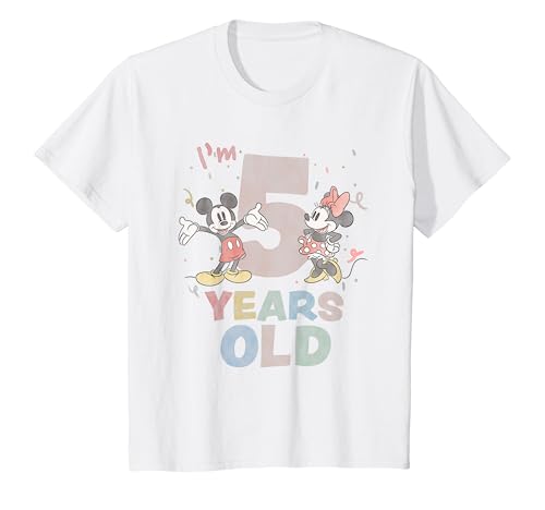 Kinder Disney Mickey Mouse and Minnie I'm 5 Years Old Birthday T-Shirt von Cotton Soul