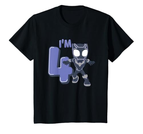 Kinder Marvel Black Panther Cute 4th Birthday I'm 4 T-Shirt von Cotton Soul