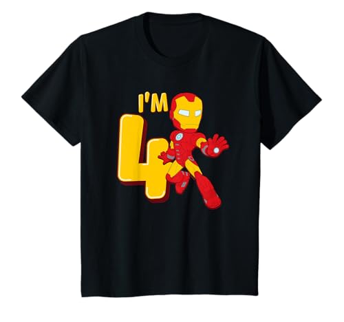 Kinder Marvel Iron Man Cute Iron Man 4th Birthday I'm 4 T-Shirt von Cotton Soul