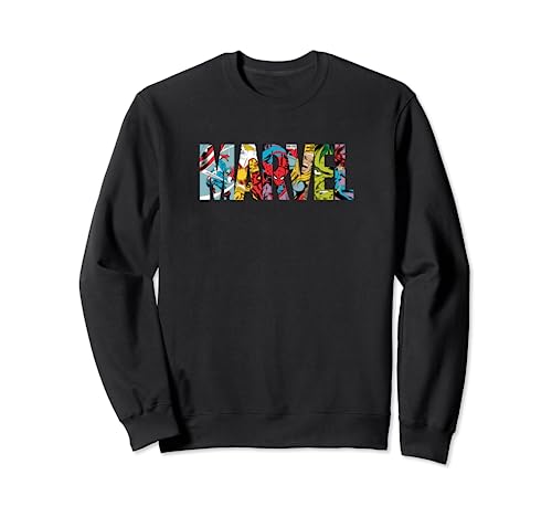 Marvel Logo With Characters Spider-Man, Iron Man, Thor, Hulk Sweatshirt von Cotton Soul