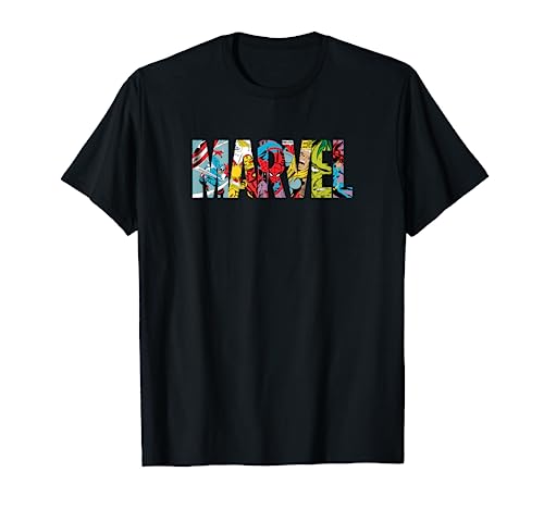 Marvel Logo With Characters Spider-Man, Iron Man, Thor, Hulk T-Shirt von Cotton Soul