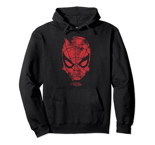 Marvel Spider-Man Distressed Web Head Red Pullover Hoodie von Cotton Soul