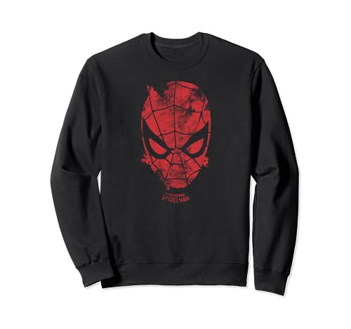 Marvel Spider-Man Distressed Web Head Red Sweatshirt von Cotton Soul