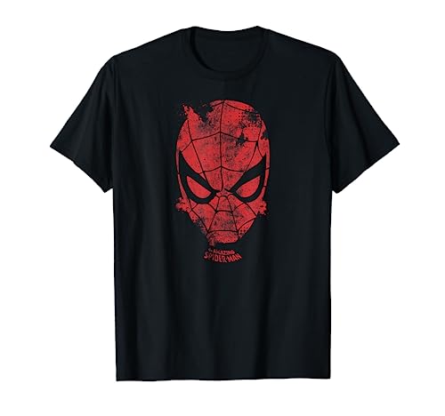 Marvel Spider-Man Distressed Web Head Red T-Shirt von Cotton Soul