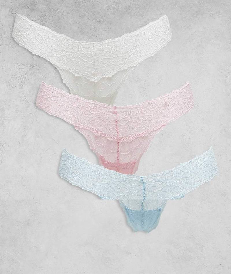 Cotton On - 3er-Pack G-Strings für den Alltag aus Spitze-Bunt von Cotton On