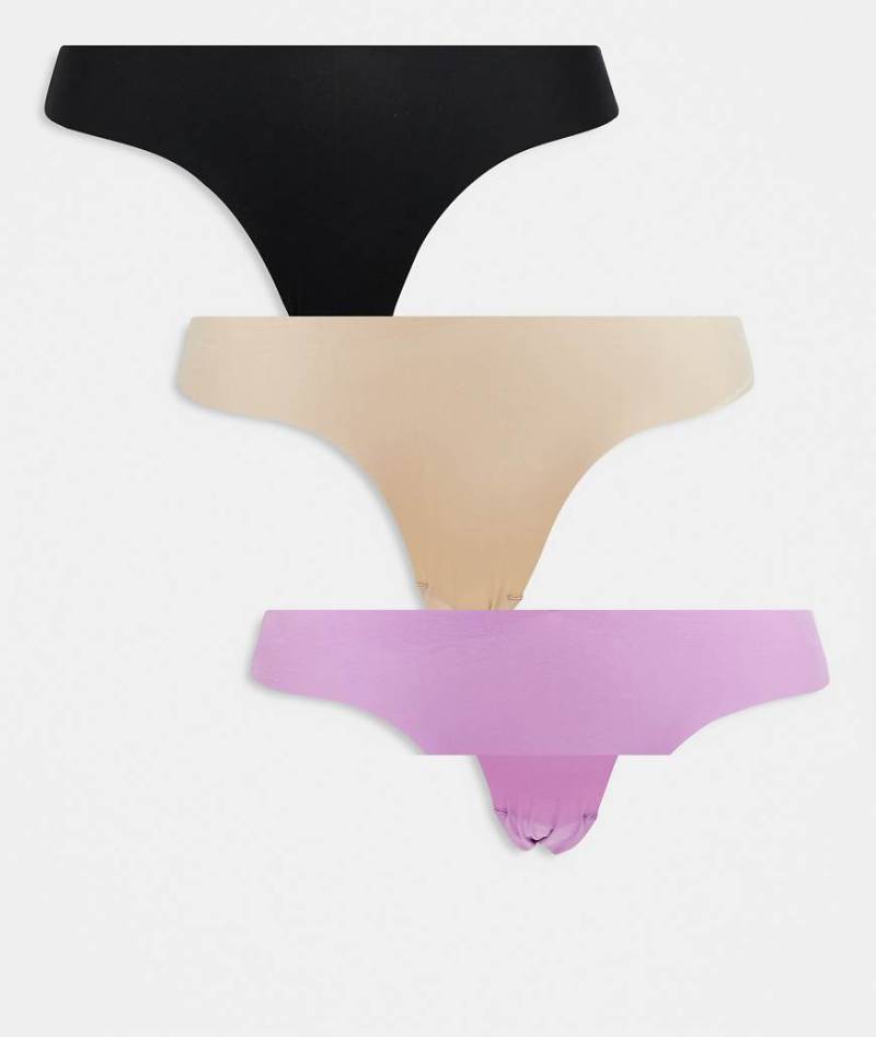 Cotton On - 3er-Pack sich nicht abzeichnende Tangas in verschiedenen Farben-Bunt von Cotton On