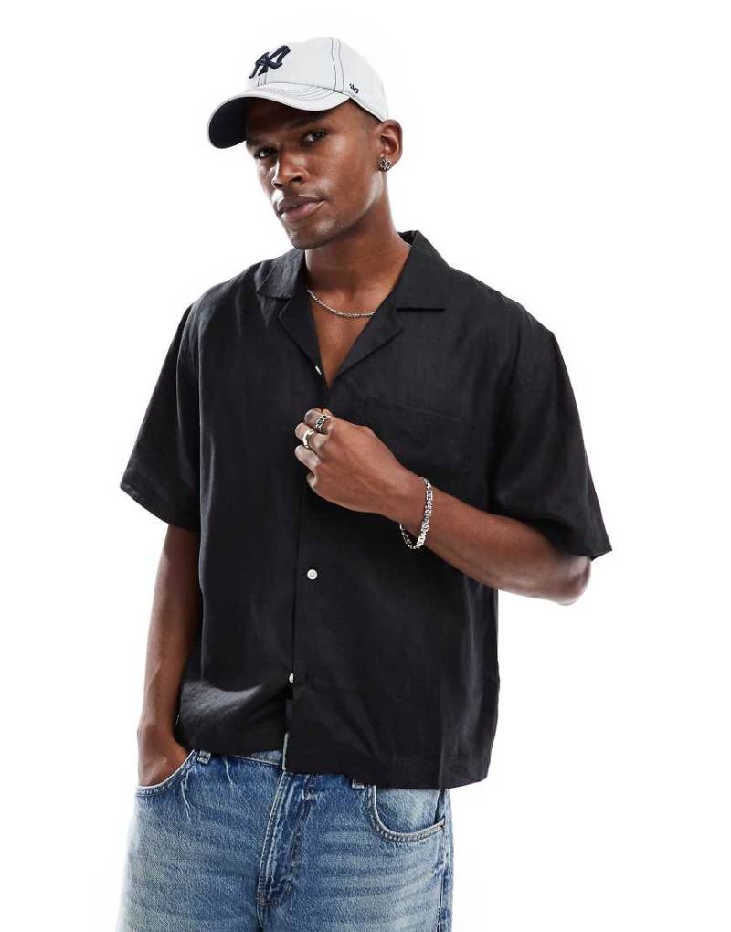 Cotton On - Boxy Fit Leinenhemd in Schwarz von Cotton On