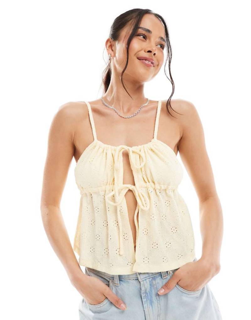 Cotton On - Camisole in Zuckerguss-Zitronengelb mit Schnürung von Cotton On