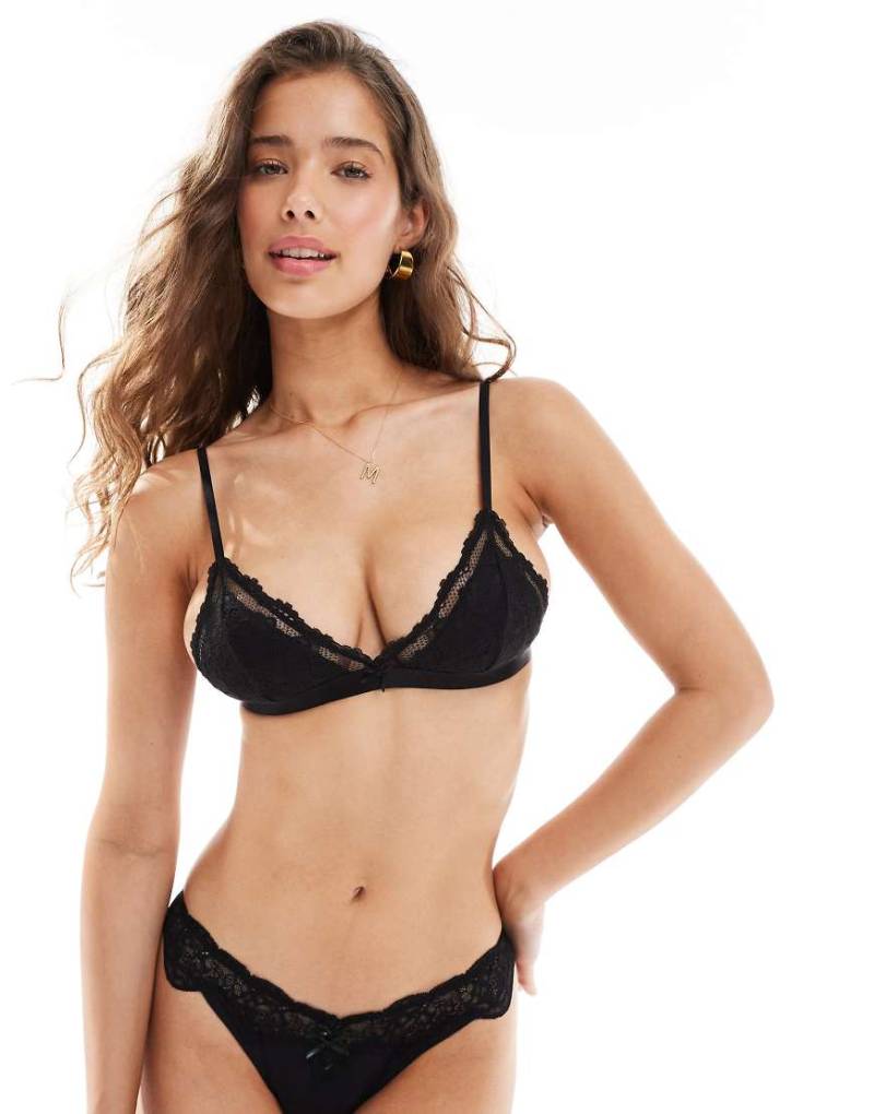 Cotton On - Everyday - Triangel-BH aus Spitze in Schwarz von Cotton:On
