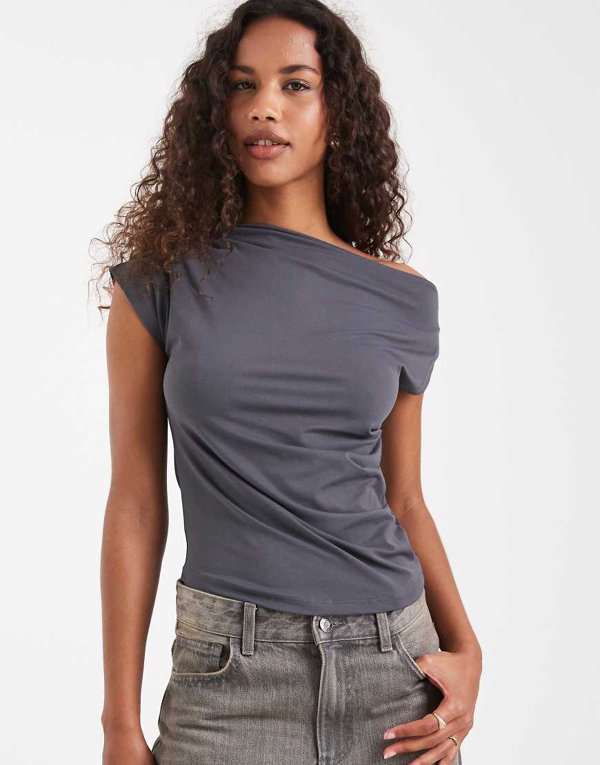 Cotton On - Georgie - Schulterfreies Oberteil in Moonlight Shadow-Grau von Cotton:On