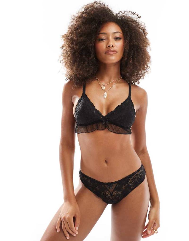 Cotton On - Holly - Bügel-BH aus Spitze in Schwarz mit Overlay-Lage von Cotton On