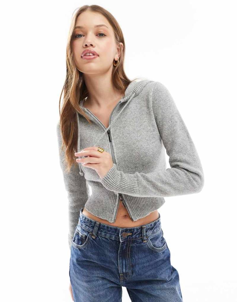 Cotton On - Kapuzenjacke in Grau meliert mit Zwei-Wege-Reißverschluss von Cotton:On