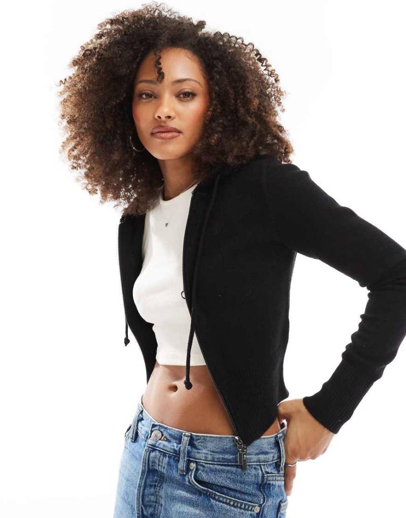 Cotton On - Kapuzenjacke in Schwarz mit Zwei-Wege-Reißverschluss von Cotton:On