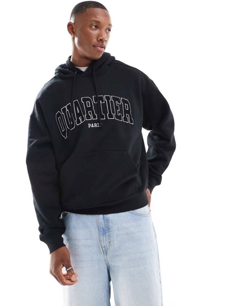 Cotton On - Kastiger Kapuzenpullover in Schwarz mit Paris-Grafik von Cotton:On