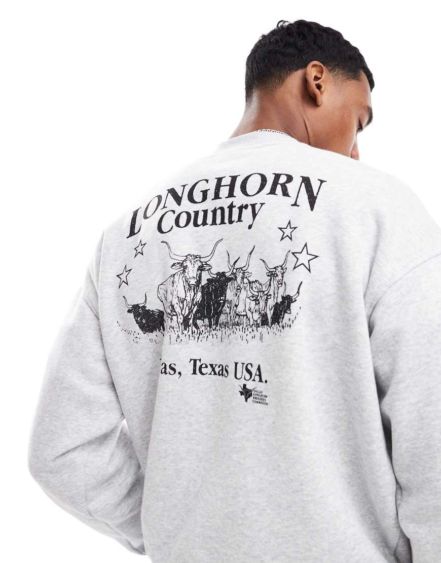 Cotton On - Kastiger Pullover in grau meliert mit „Country Star"-Grafikprint von Cotton:On