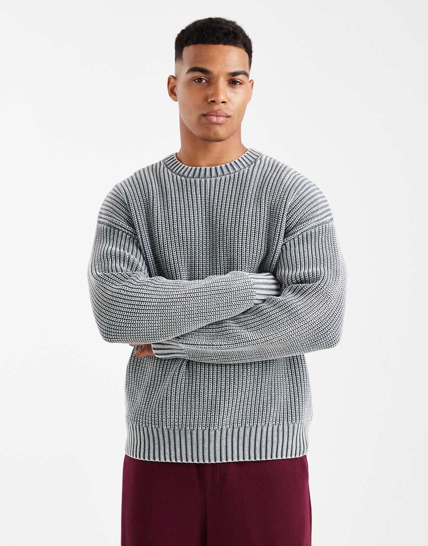 Cotton On - Kastiger Strickpullover in verwaschenem Petrol mit Rundhalsausschnitt-Grün von Cotton On