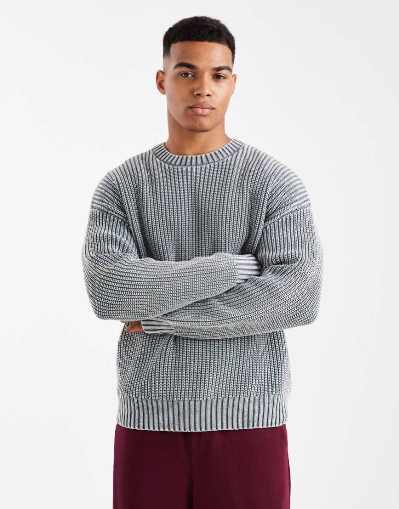 Cotton On - Kastiger Strickpullover in verwaschenem Petrol mit Rundhalsausschnitt-Grün von Cotton On