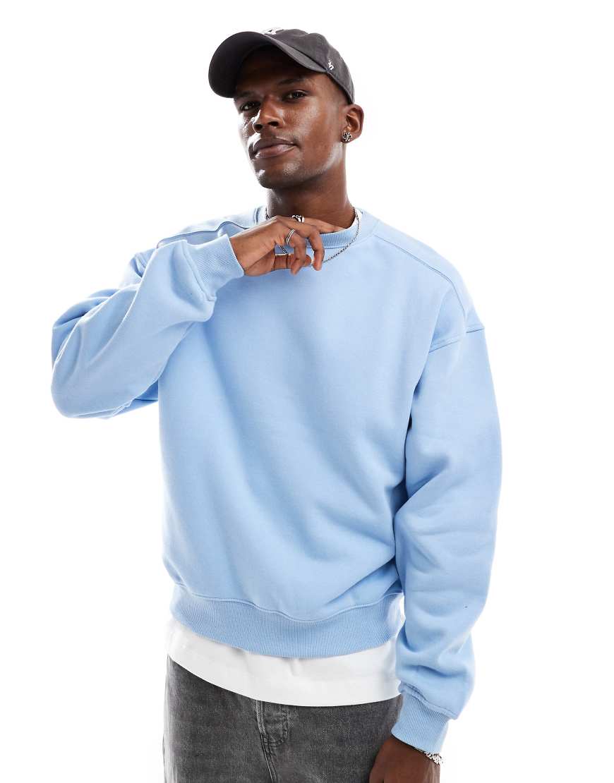 Cotton On - Kastiges Fleece-Sweatshirt in Perlenblau mit Rundhalsausschnitt Cotton On - Kastiges Fleece-Sweatshirt in Perlenblau mit Rundhalsausschnitt von Cotton:On