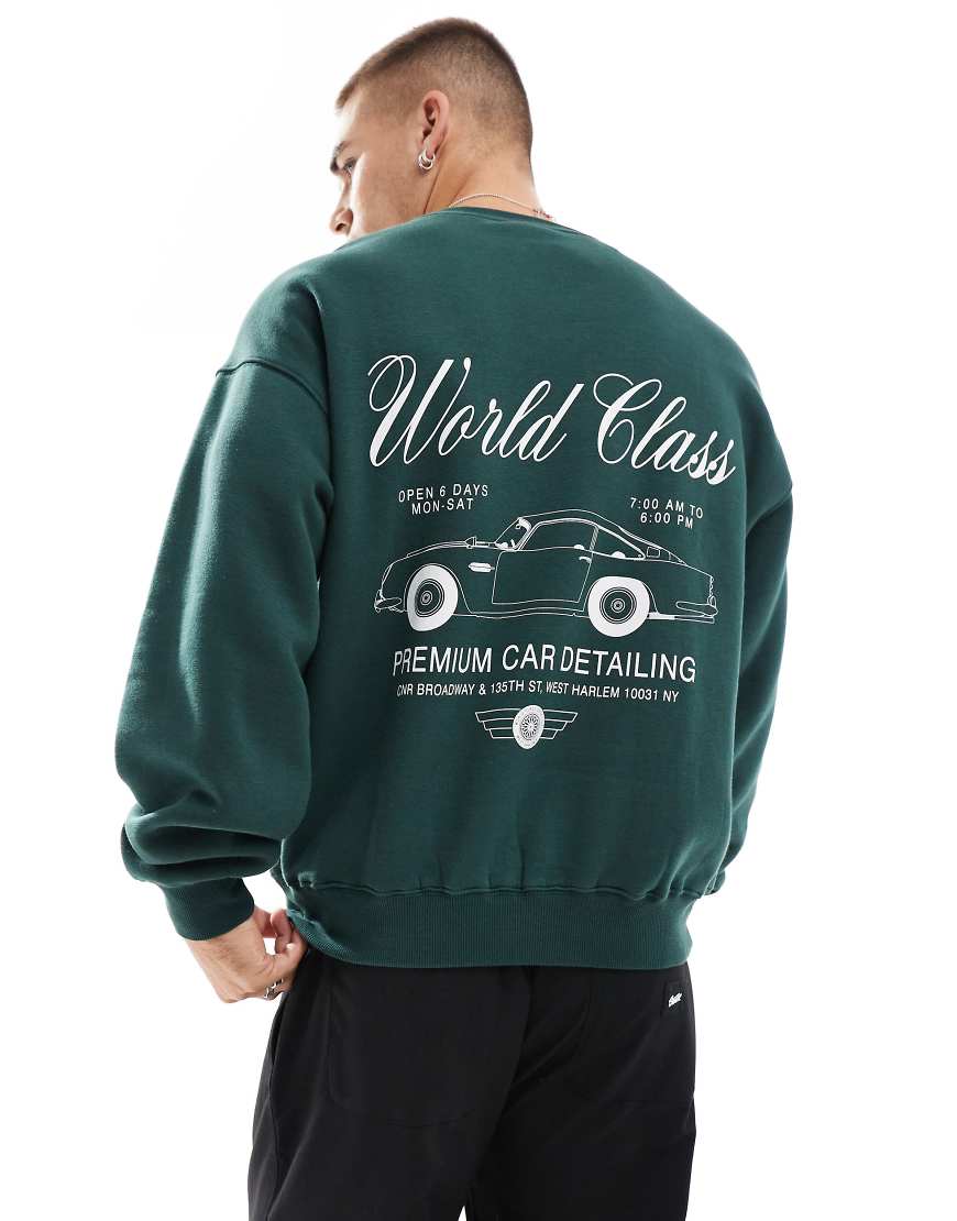 Cotton On - Kastiges Sweatshirt in Grün mit „World Class"-Retrografikprint von Cotton:On