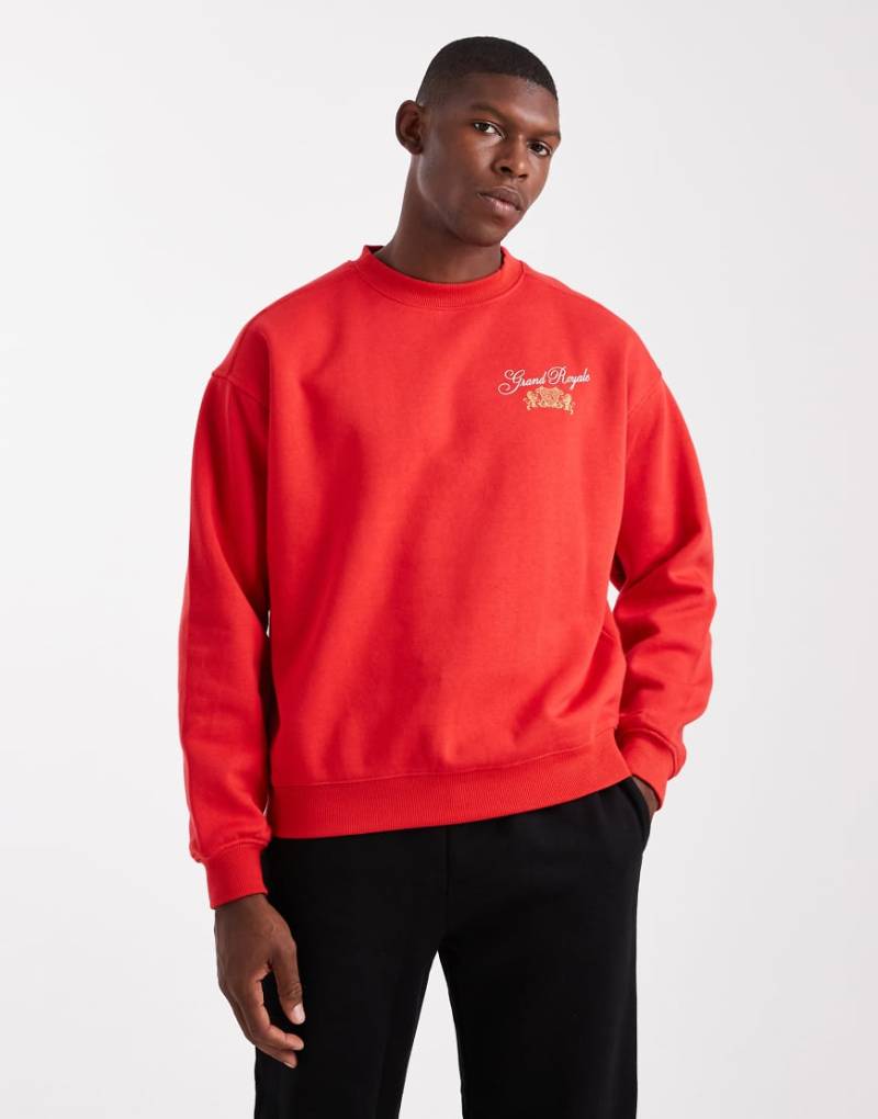 Cotton On - Kastiges Sweatshirt in Mohnrot mit Rundhalsausschnitt von Cotton On