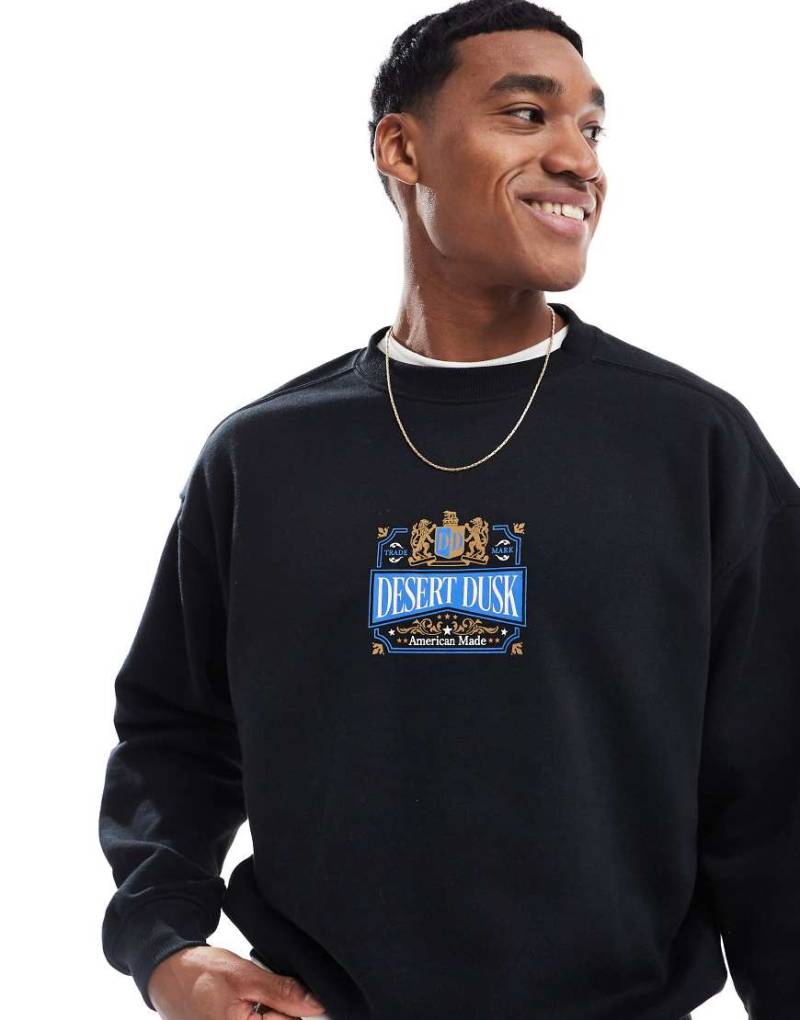 Cotton On - Kastiges Sweatshirt in Schwarz mit Rundhalsausschnitt und „Desert Dusk"-Grafikprint von Cotton:On