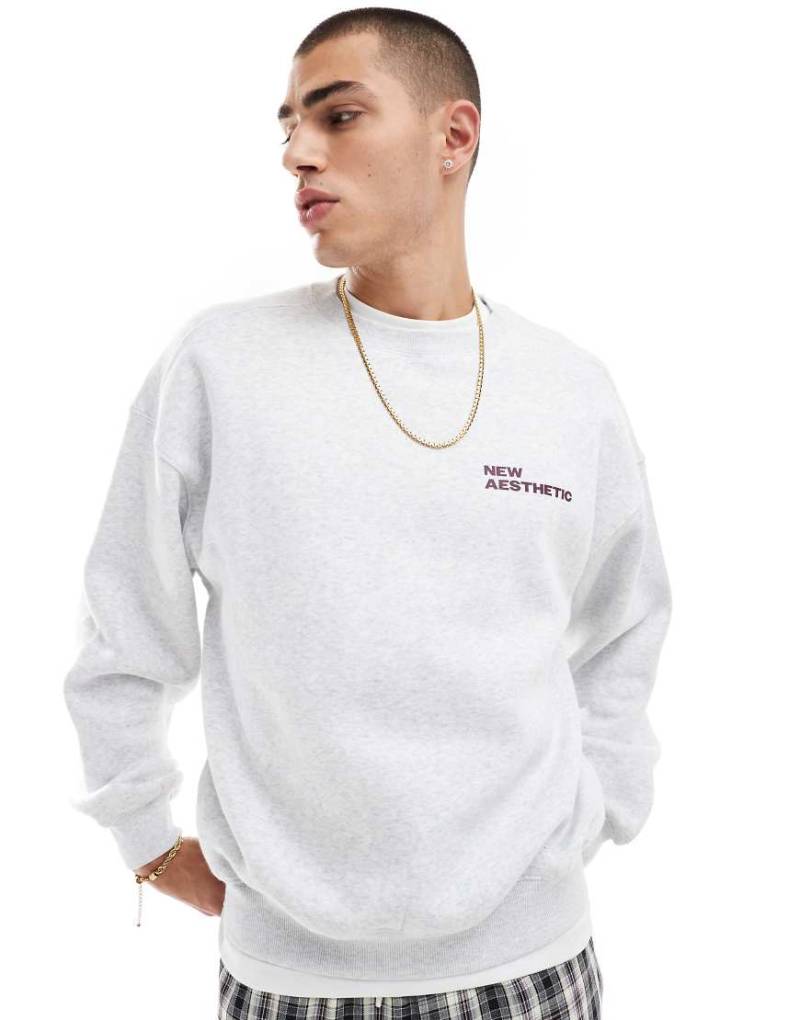 Cotton On - Kastiges Sweatshirt in meliertem Grau mit „NYC"-Print von Cotton:On