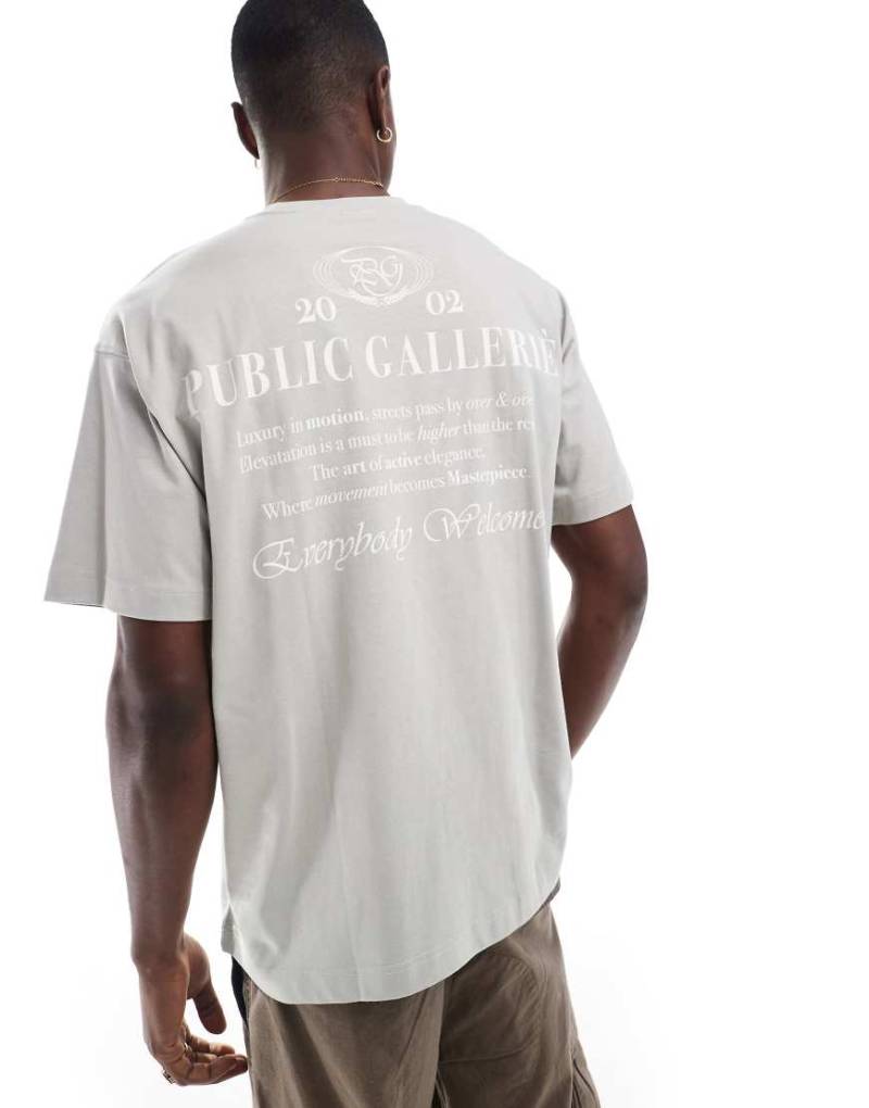 Cotton On - Kastiges T-Shirt in Rauchgrau mit Print von Cotton On