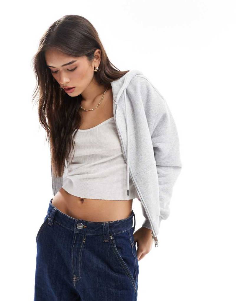 Cotton On - Klassische Oversize-Kapuzenjacke aus Fleece in Grau meliert mit durchgehendem Reißverschluss von Cotton On