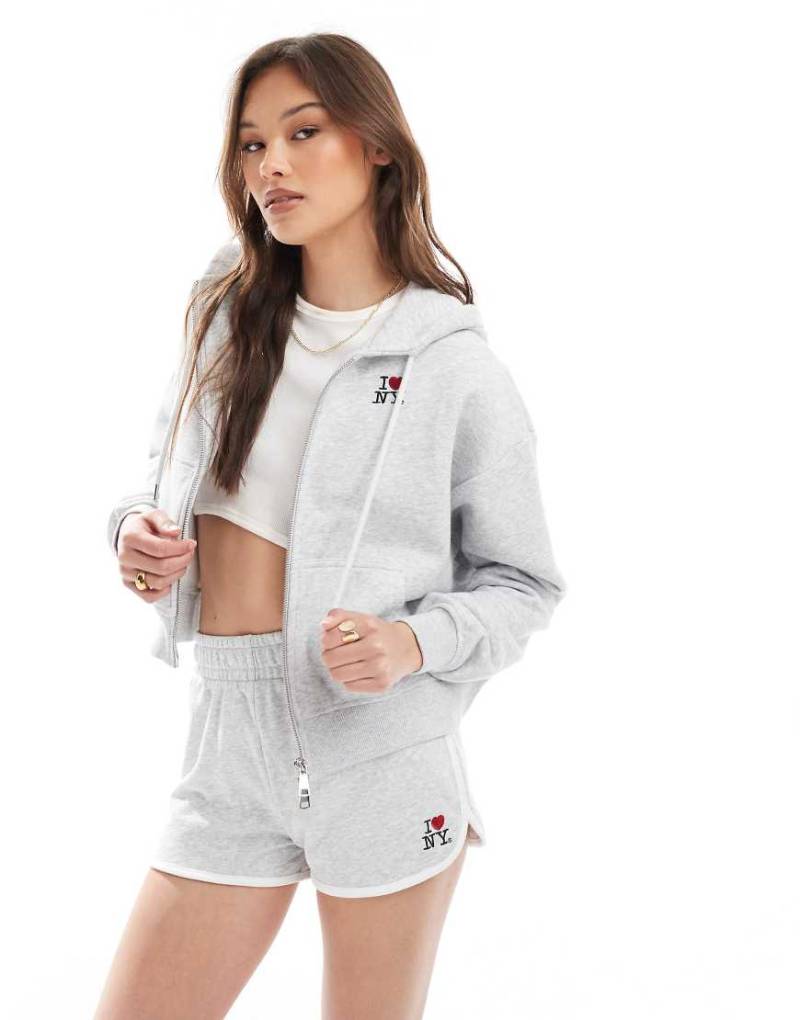 Cotton On - Klassischer Cropped-Kapuzenpullover aus Fleece in Grau mit durchgehendem Reißverschluss von Cotton:On