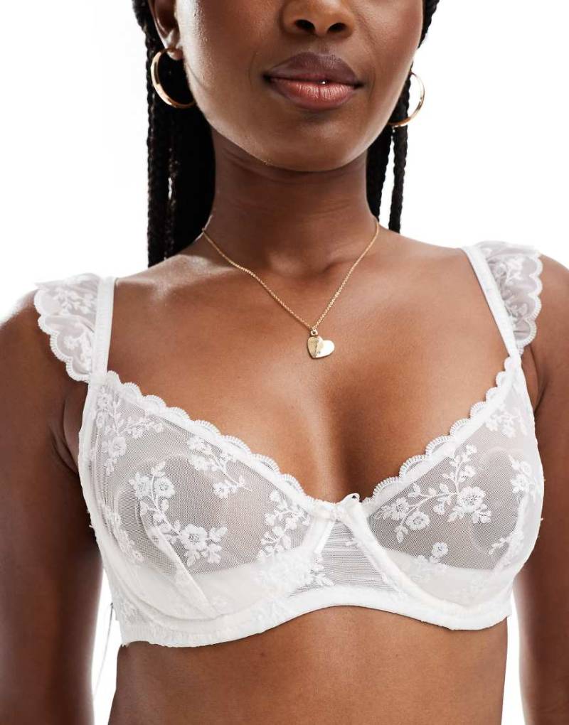 Cotton On - Layla - Halbschalen-Contour-BH aus Spitze in French Vanilla-Weiß von Cotton:On