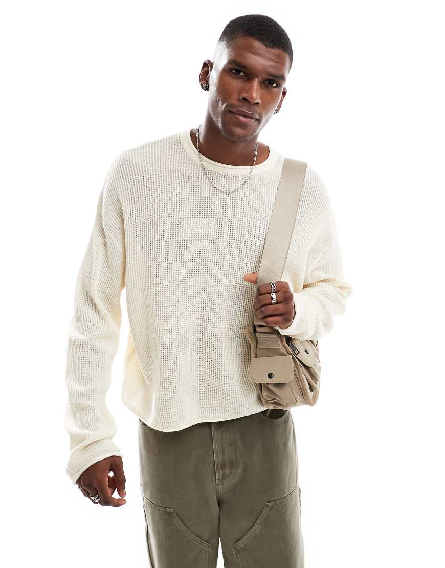 Cotton On - Leichter Sommer-Strickpullover in Creme-Weiß von Cotton:On