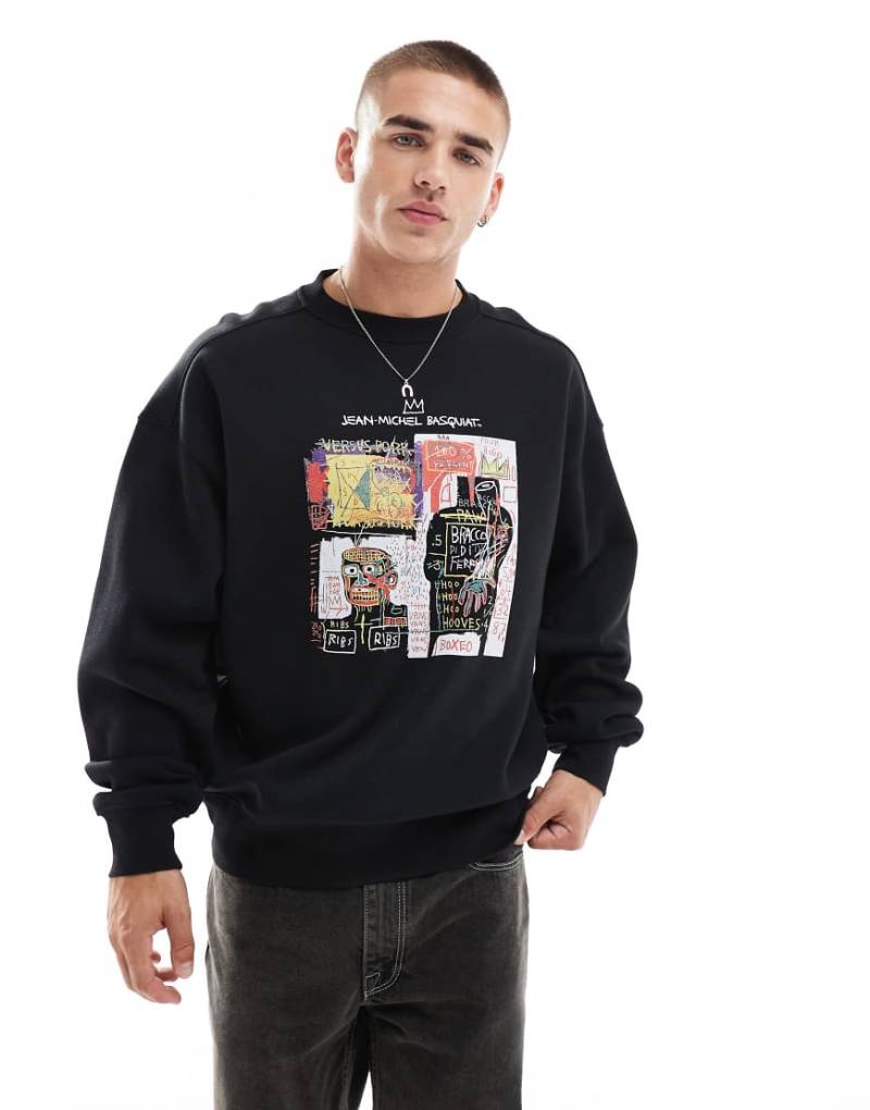 Cotton On - Locker geschnittenes Sweatshirt in Schwarz mit „Basquiat"-Kunstprint von Cotton On